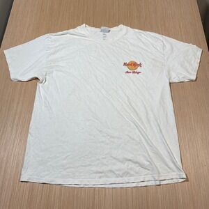 Hard Rock Cafe San Diego T Shirt Mens XL White Graphic Back Print Woody Wagon